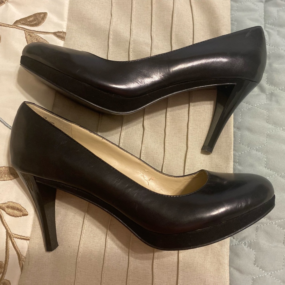 Nine West Ashdown Black Leather Heels Size 7
